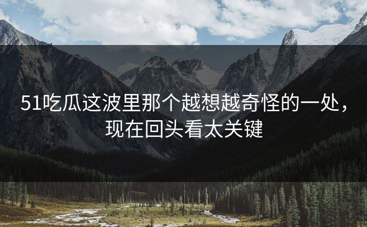 51吃瓜这波里那个越想越奇怪的一处，现在回头看太关键
