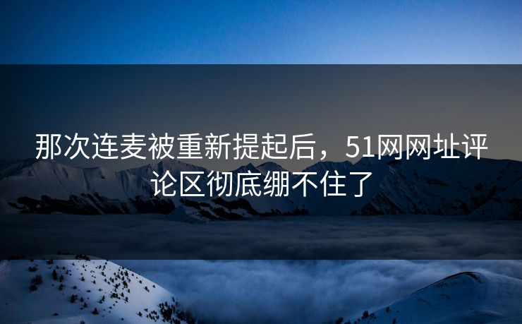 那次连麦被重新提起后，51网网址评论区彻底绷不住了