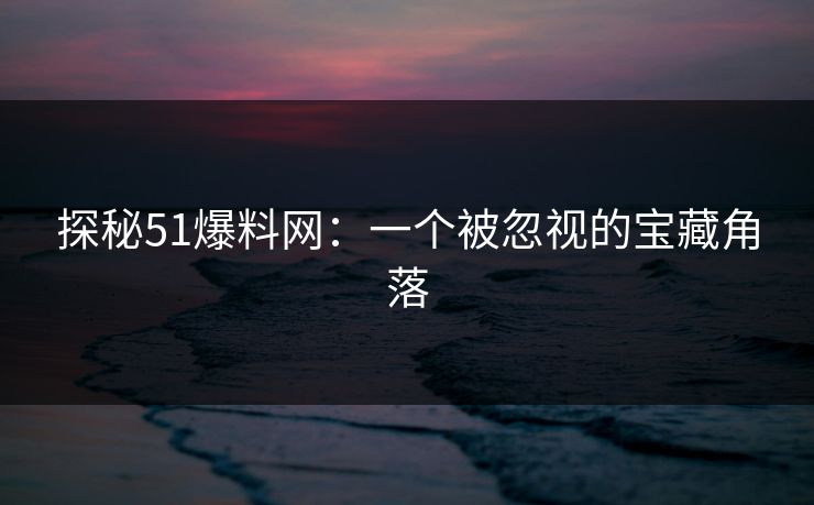 探秘51爆料网：一个被忽视的宝藏角落