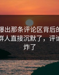 51八卦曝出那条评论区背后的关键证据，一群人直接沉默了，评论区一下炸了