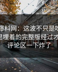51吃瓜爆料网：这波不只是吃瓜，这次反转里埋着的完整版经过才更扎眼，评论区一下炸了
