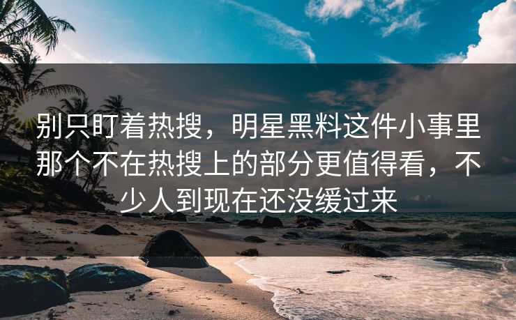 别只盯着热搜，明星黑料这件小事里那个不在热搜上的部分更值得看，不少人到现在还没缓过来