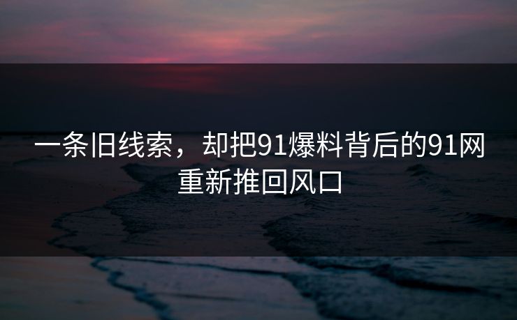 一条旧线索，却把91爆料背后的91网重新推回风口