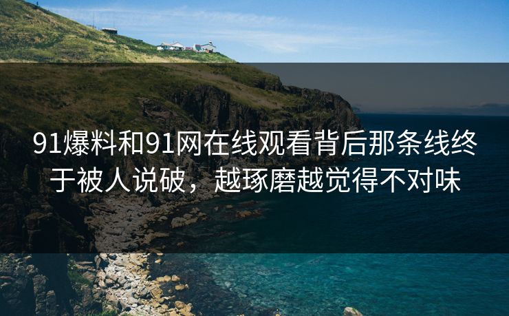 91爆料和91网在线观看背后那条线终于被人说破，越琢磨越觉得不对味