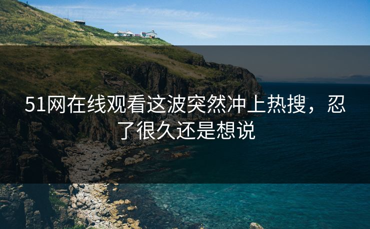 51网在线观看这波突然冲上热搜，忍了很久还是想说