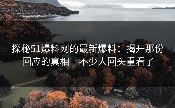 探秘51爆料网的最新爆料：揭开那份回应的真相｜不少人回头重看了