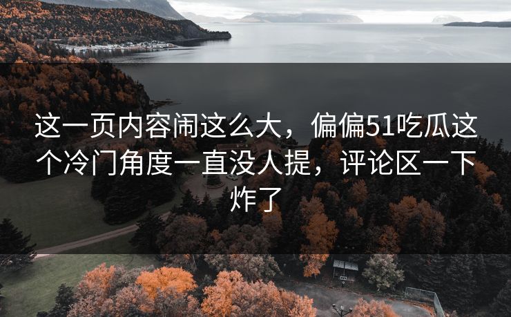 这一页内容闹这么大，偏偏51吃瓜这个冷门角度一直没人提，评论区一下炸了