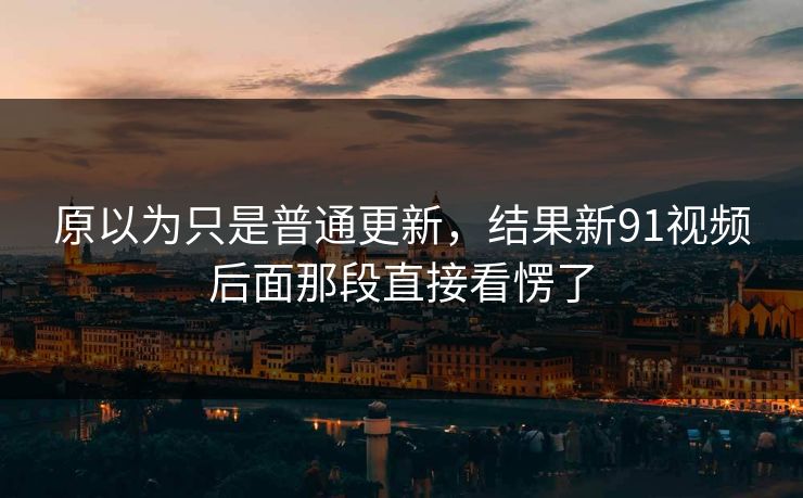 原以为只是普通更新，结果新91视频后面那段直接看愣了